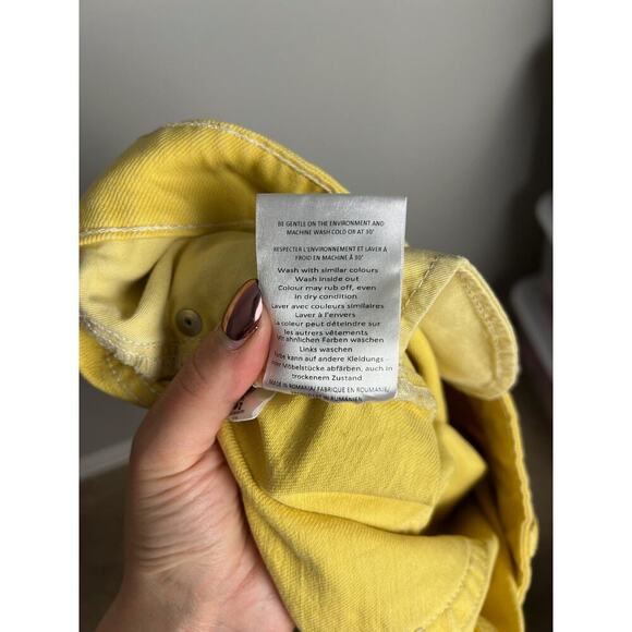 Ganni Shiloh Yellow Denim Mini Skirt High Waist Casual Festival Size 8 Women’s - Picture 8 of 8